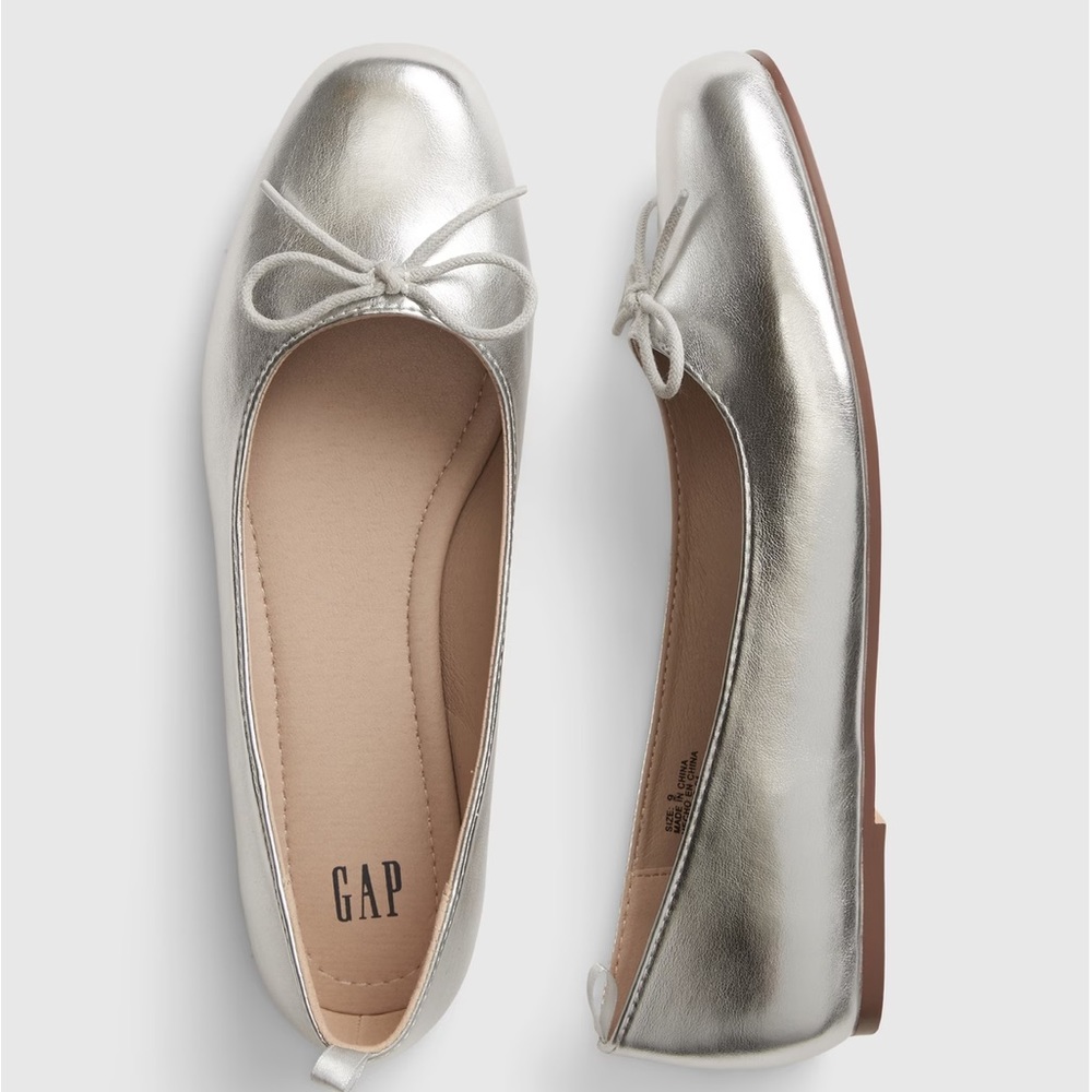 Metallic Silver Ballet Flats